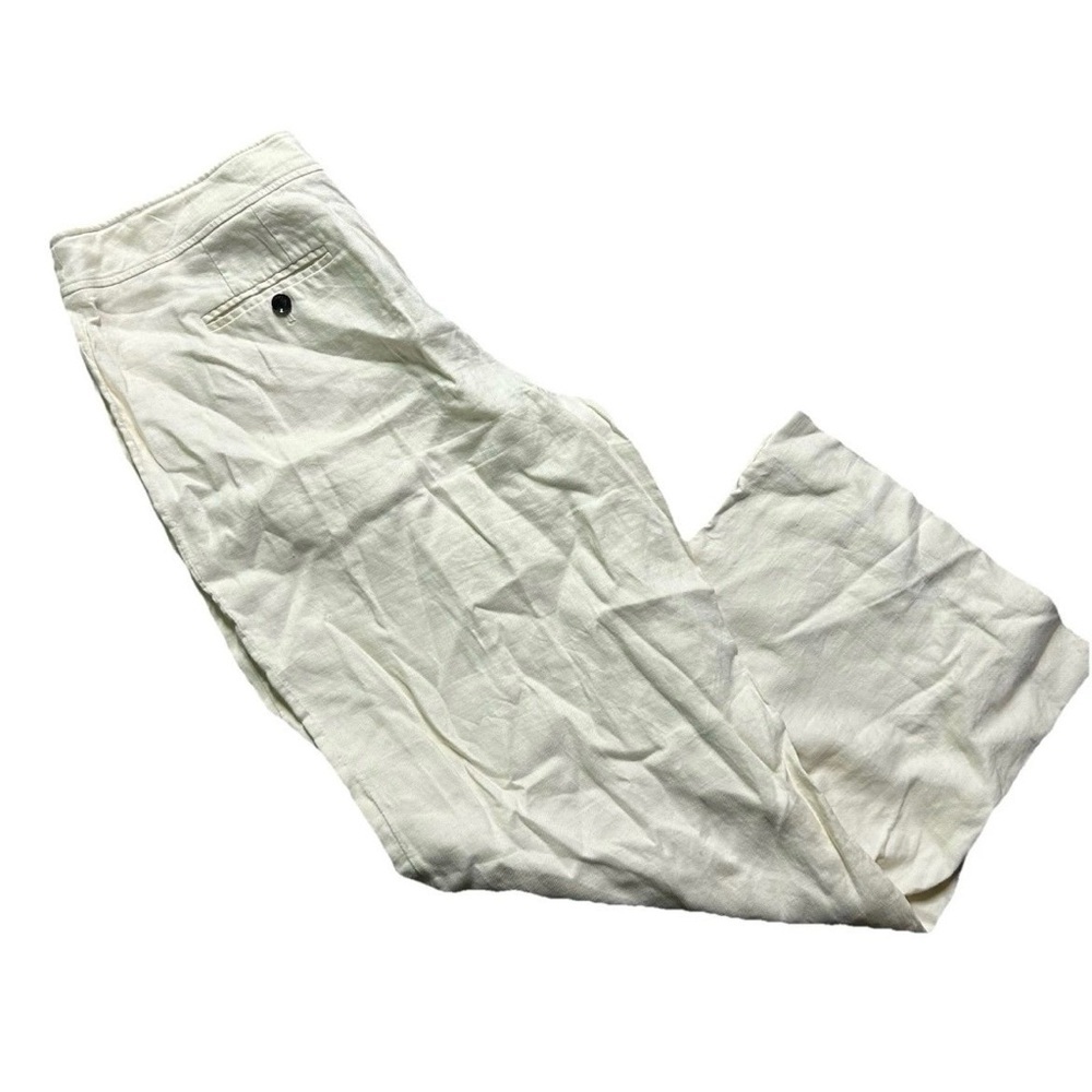 Women’s Talbots Cream Linen Wide Leg Pants Size 14